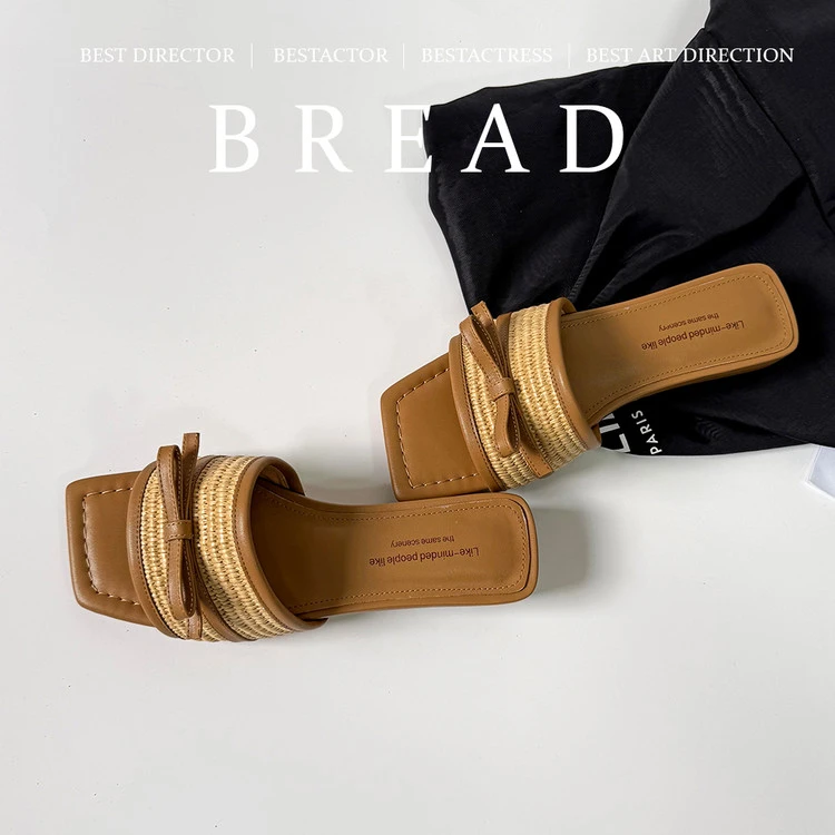 【阿妍】小香风平底一字拖鞋女外穿软底沙滩凉拖25新款内增高3.5cm