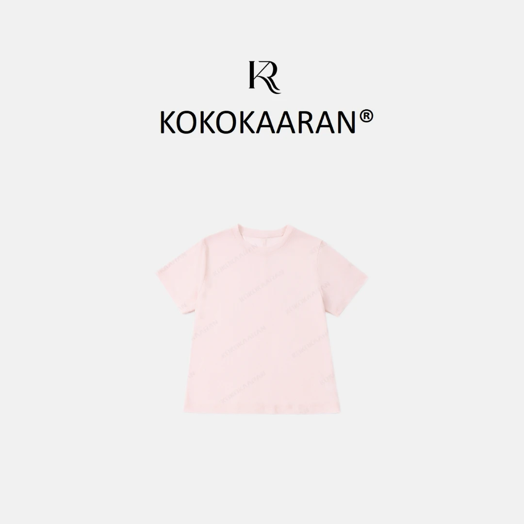 kokokaaran/可可咔伦【醋酸混纺】简约圆领纯色短袖T恤SH250341