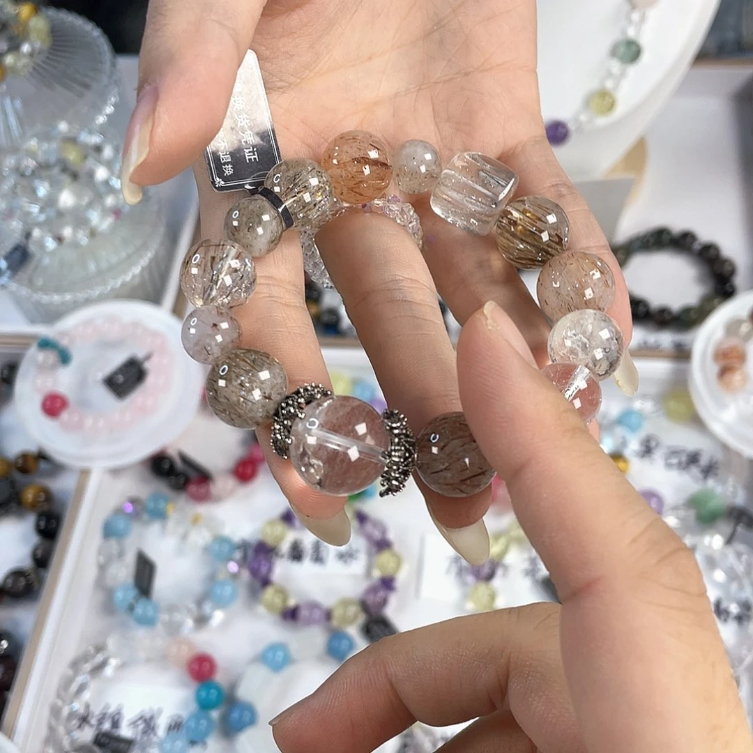 水晶手链银S925镀金镶嵌
