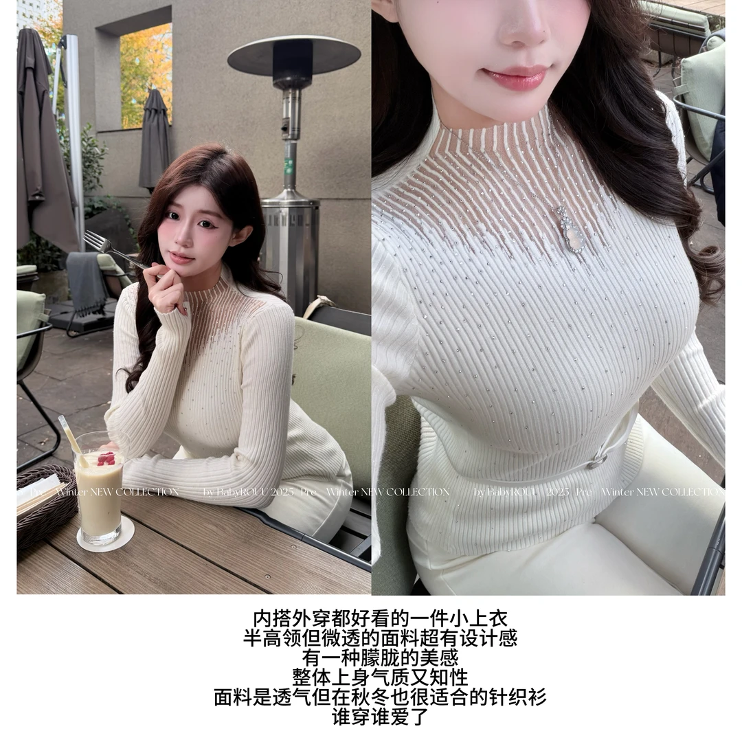 【星闪梦语】温与柔 这件毛衣细节之处真的很戳我！烫钻镂空毛织衫