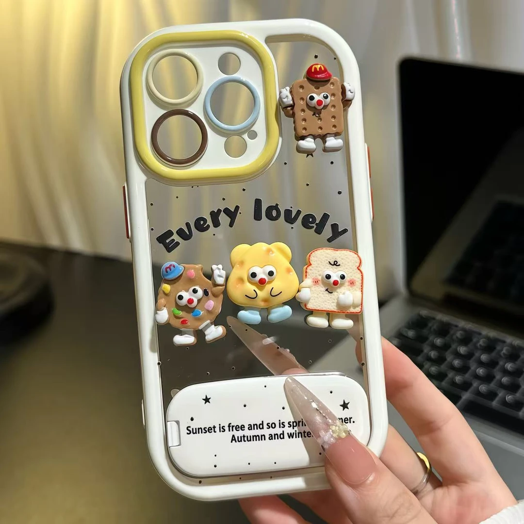 可爱立体饼干人贴件支架适用苹果16promax手机壳华为vivo小米oppo