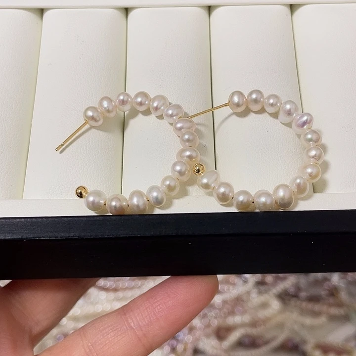 淡水珍珠耳钉合金