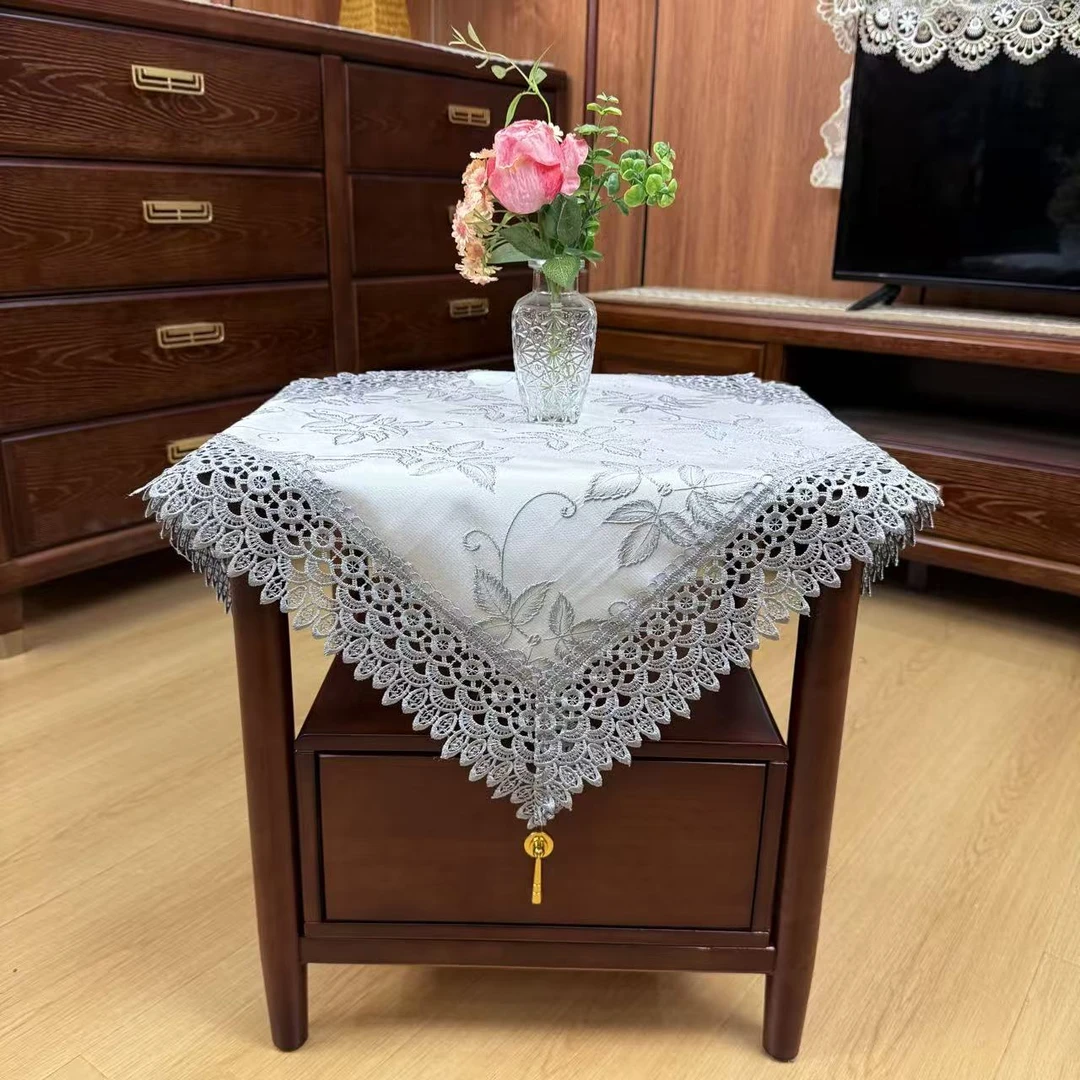 B11 浮雕三叶草灰色 (60cm方）沙发靠背,立式空调，方桌圆桌盖巾