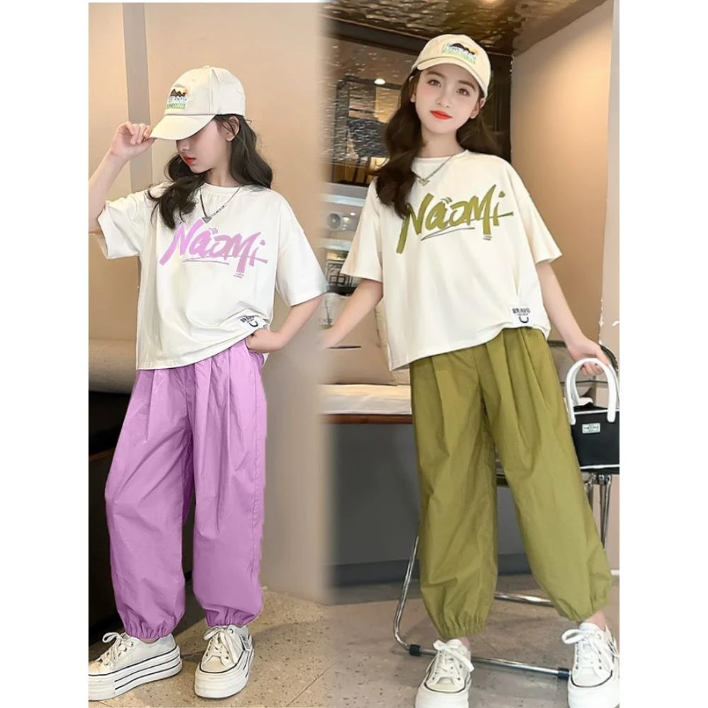 女童夏装套装薄款2025新款洋气儿童夏季短袖两件套女大童运动夏款