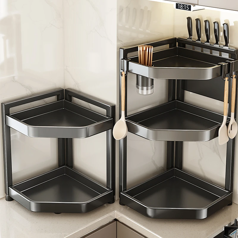 厨房置物架台面转角多功能三角调料品架子角落调味罐收纳架