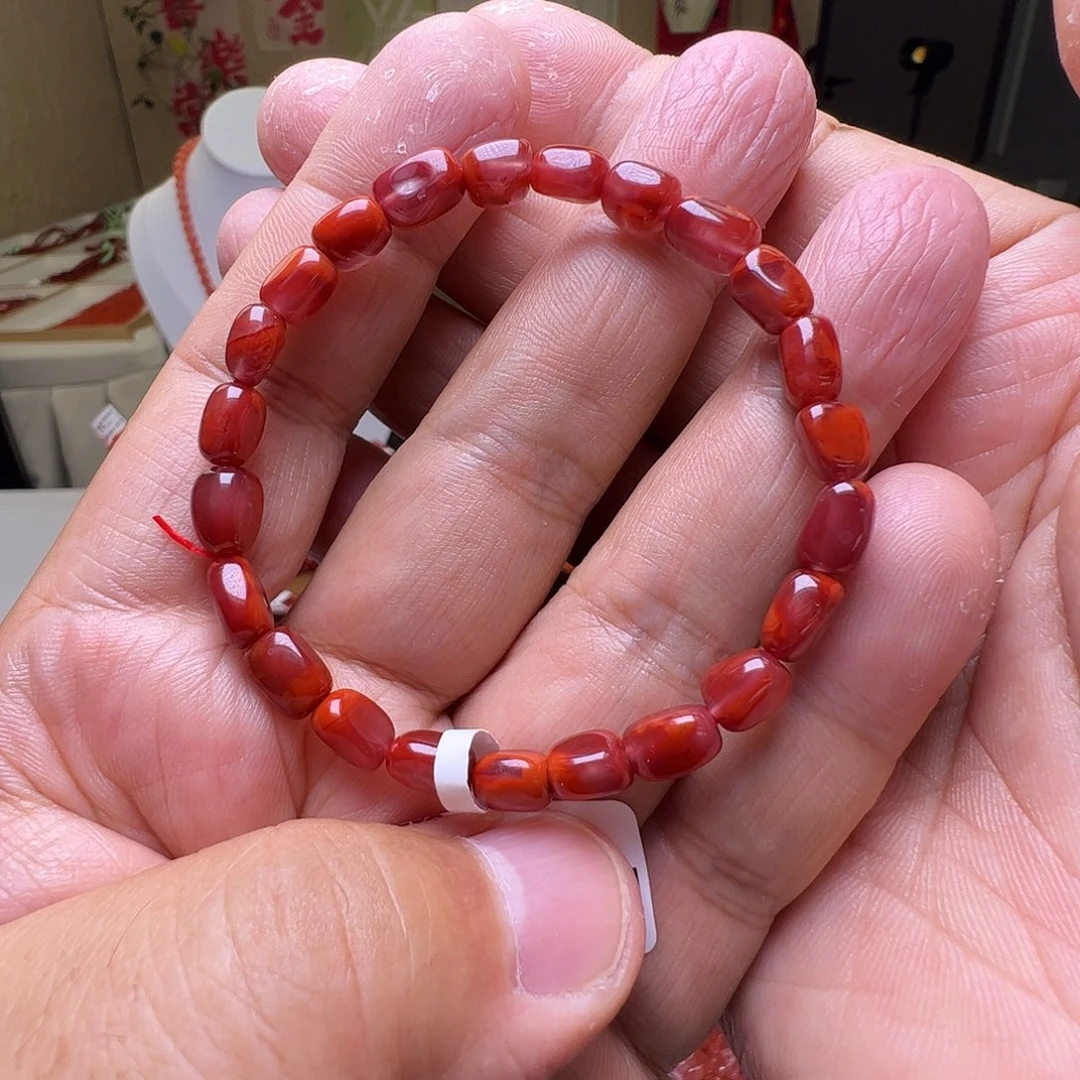 南红玛瑙未镶嵌6mm瓦西牛血红火焰纹