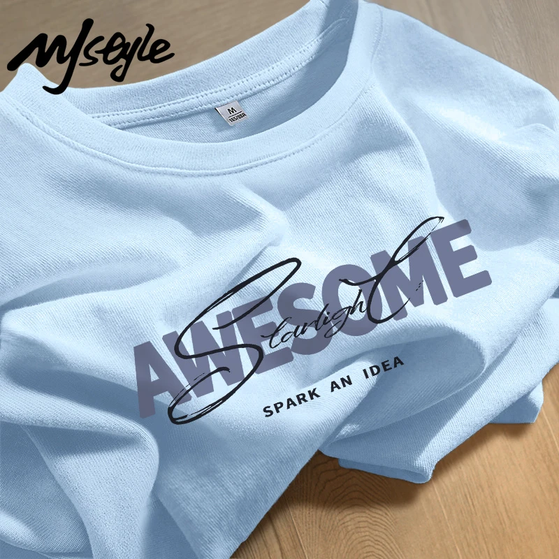 MJSTYLE纯棉短袖T恤女小个子夏日百搭宽松上衣五一旅游出街衣服