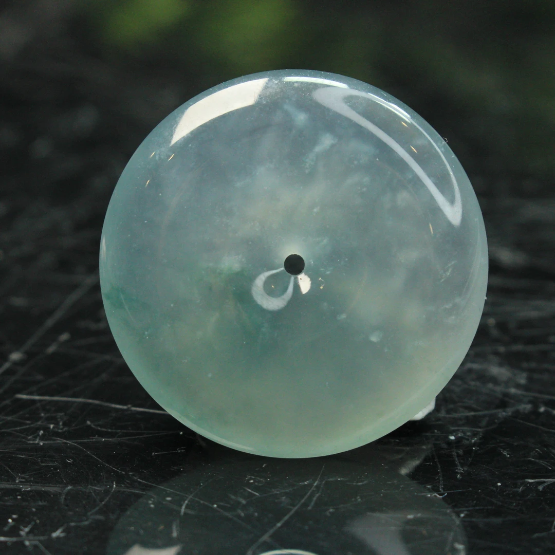 1ZB天然缅甸A货翡翠飘花平安扣/402210嘉禾珍宝