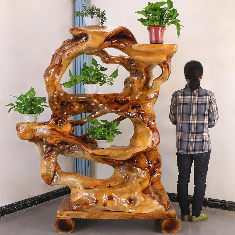 根雕花架树根摆件树型摆花架树桩实木天然落地架子客厅MH11146