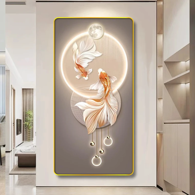 艺潮CL-041现代轻奢入户玄关装饰画高档锦鲤挂画中式走廊画JL5