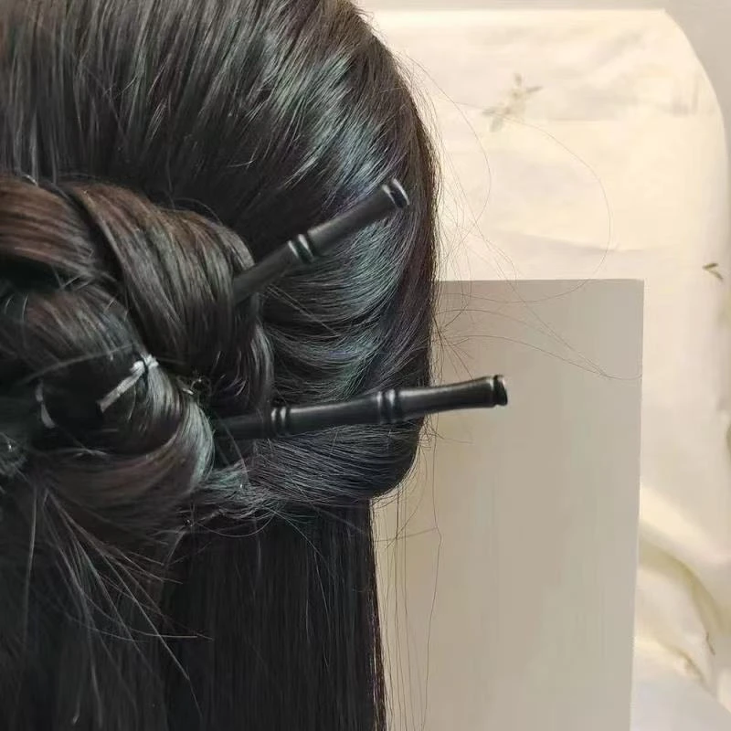 紫光黑檀木新中式竹节发簪