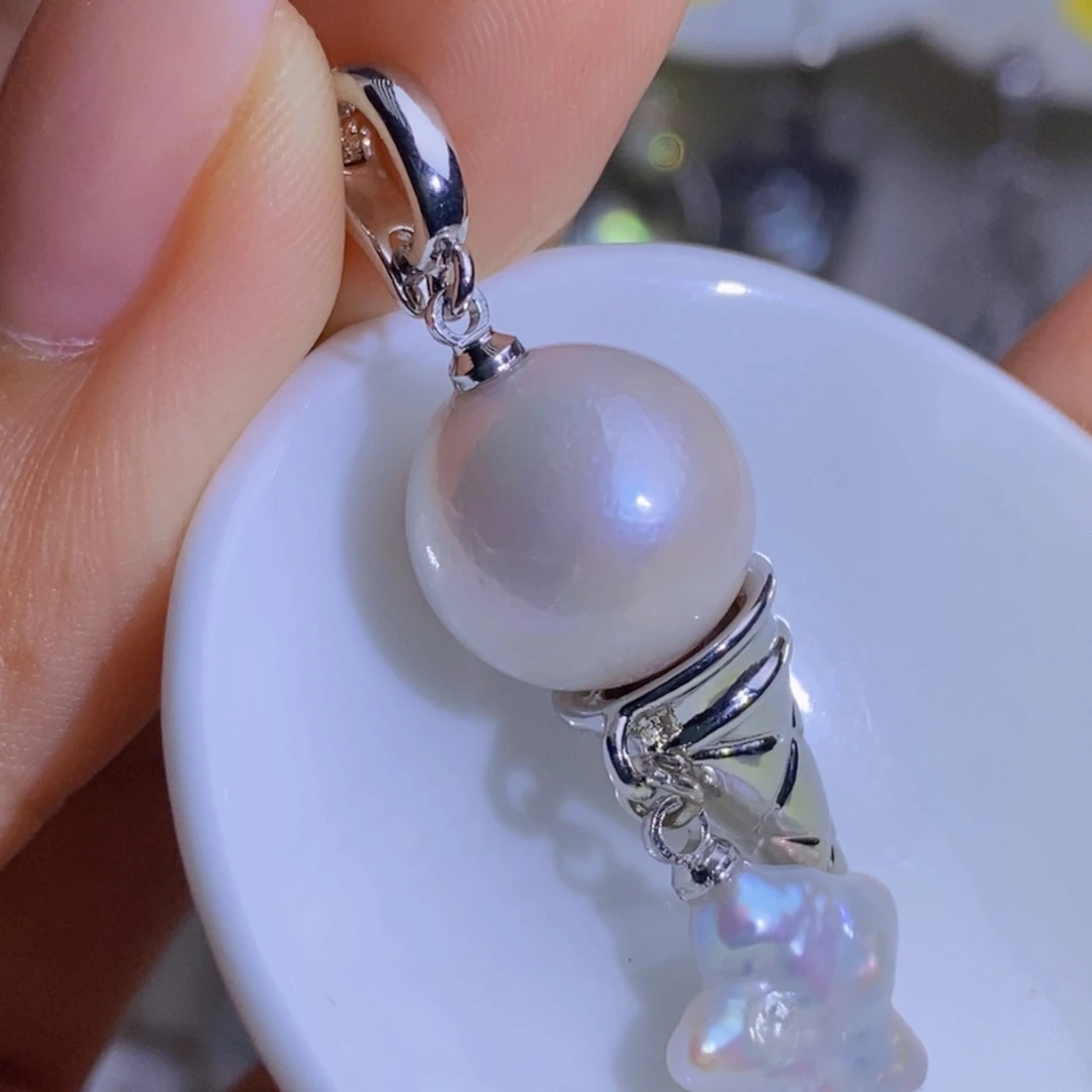 银S925镶嵌天然淡水珍珠淡水珍珠