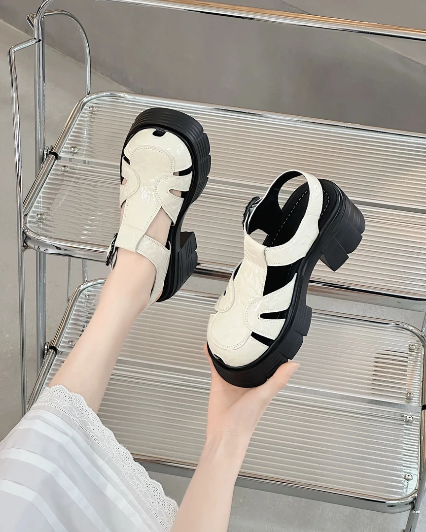 苏丽诺2025夏新款厚底增高凉鞋罗马鞋搭配裙子一字扣带凉鞋5520