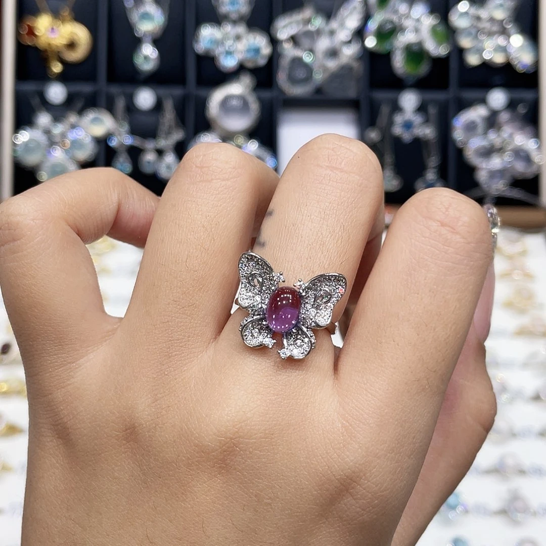 H***h银S925镶嵌戒指紫晶