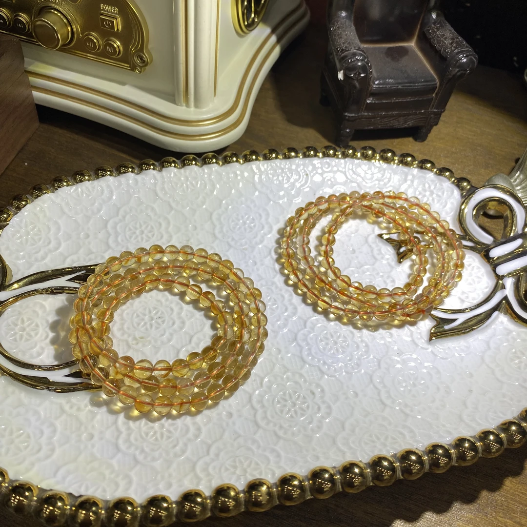 D755-天然巴西暴力黄水晶手串多圈-多样性发其一