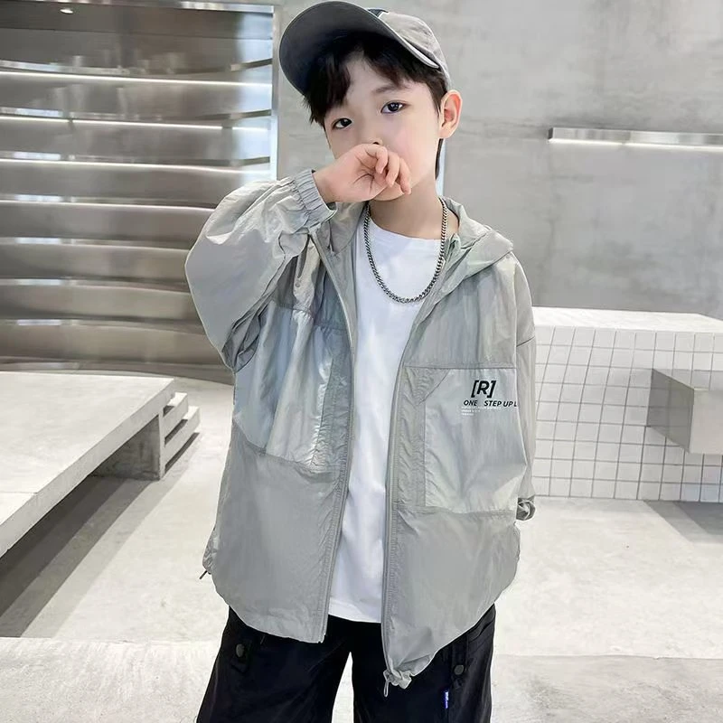 【凉感防晒服】夏季新品男女童装亲子装中大童防晒服连帽拼接透气