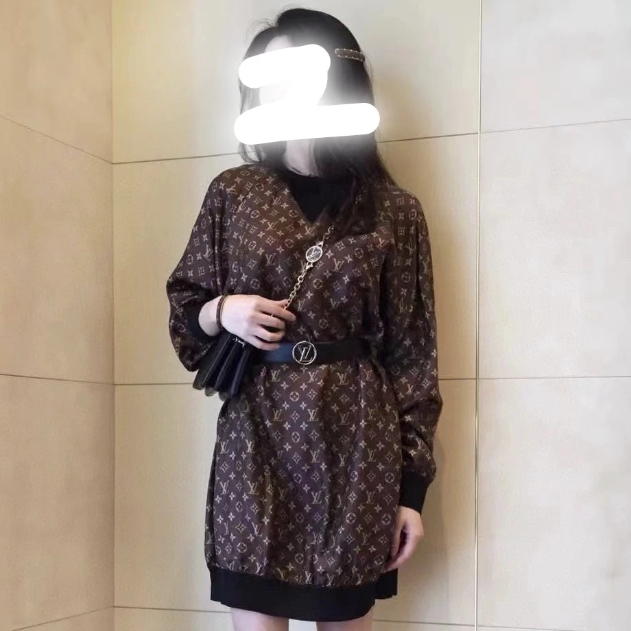 未使用 LouisVuitton/路易威登 001525 桑蚕丝长袖连衣裙 S码