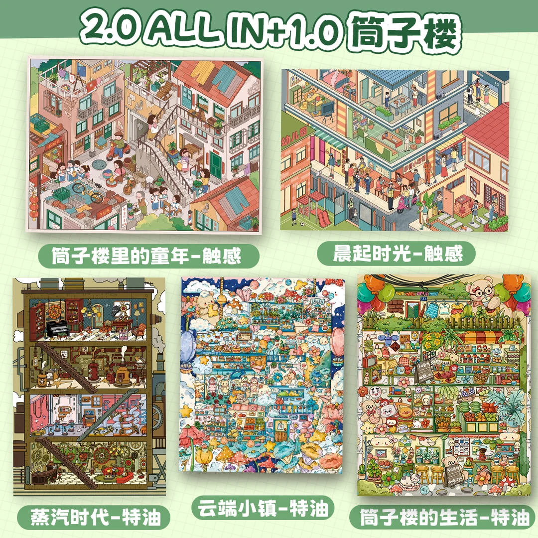 朝釉特油2.0造景贴纸筒子楼的童年微缩场景贴纸3D立体小屋手工diy
