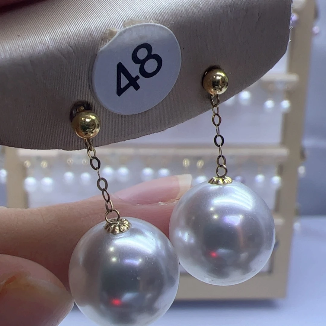 18K金镶嵌淡水珍珠耳饰