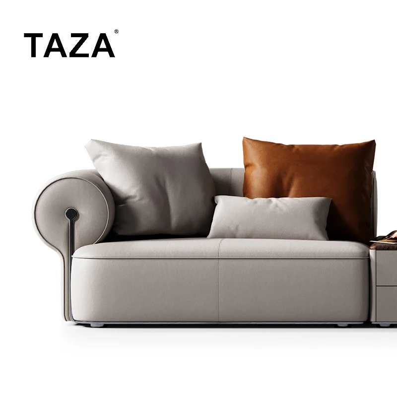 TAZA全真皮玉佩沙发别墅家用客厅家具贵妃位懒人皮艺佛山现代B343