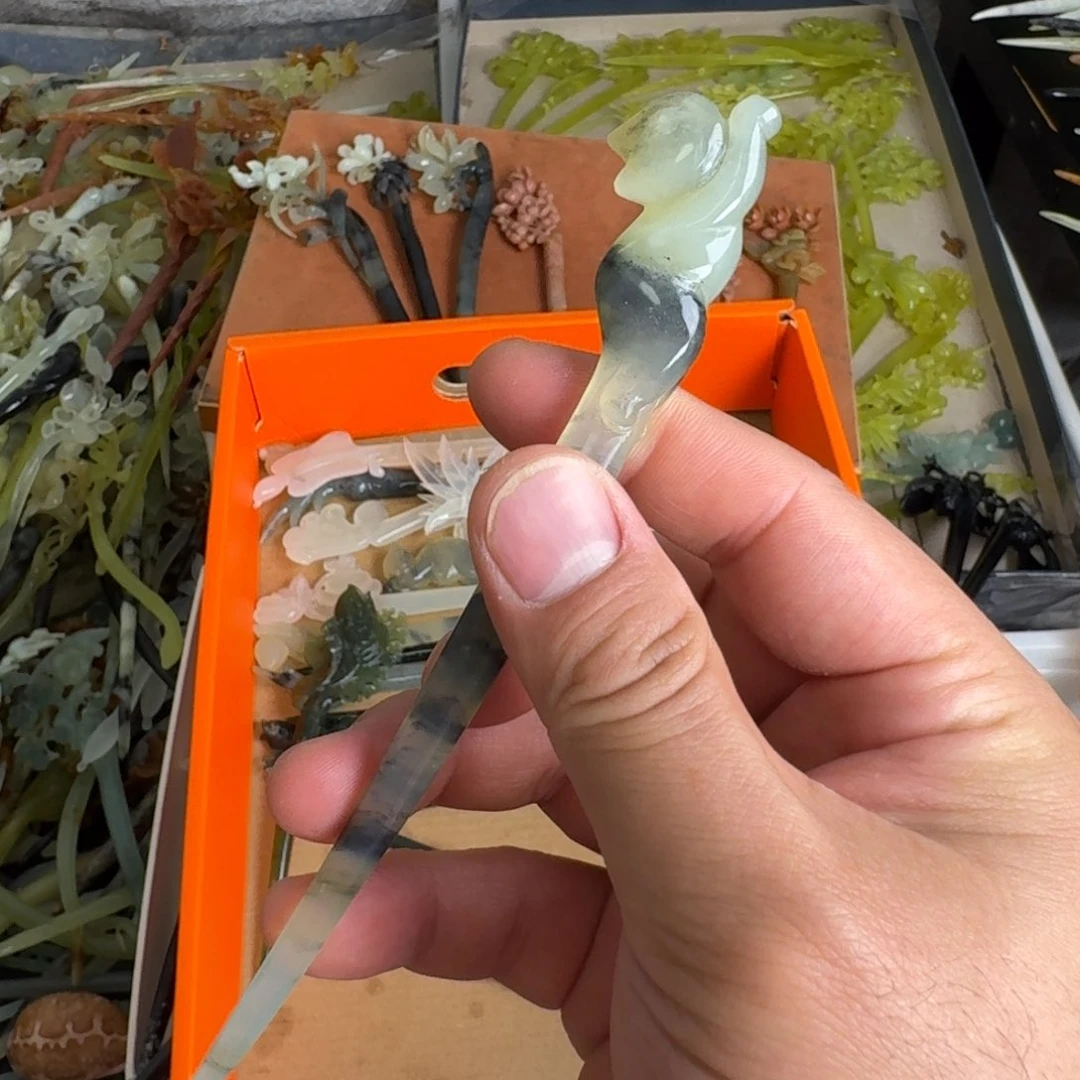 岫玉未镶嵌发饰明君玉簪就是好看