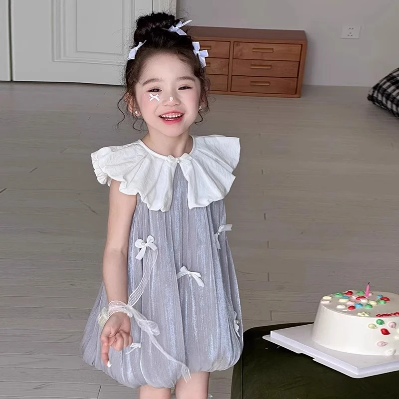 女童荷叶领背心2025夏季新款韩版无袖连衣裙a2025年款衣服儿童