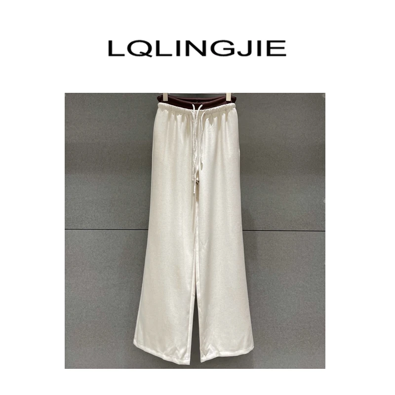 LQLINGJIE设计师款高定假两件双腰头抽绳直筒裤休闲裤74067