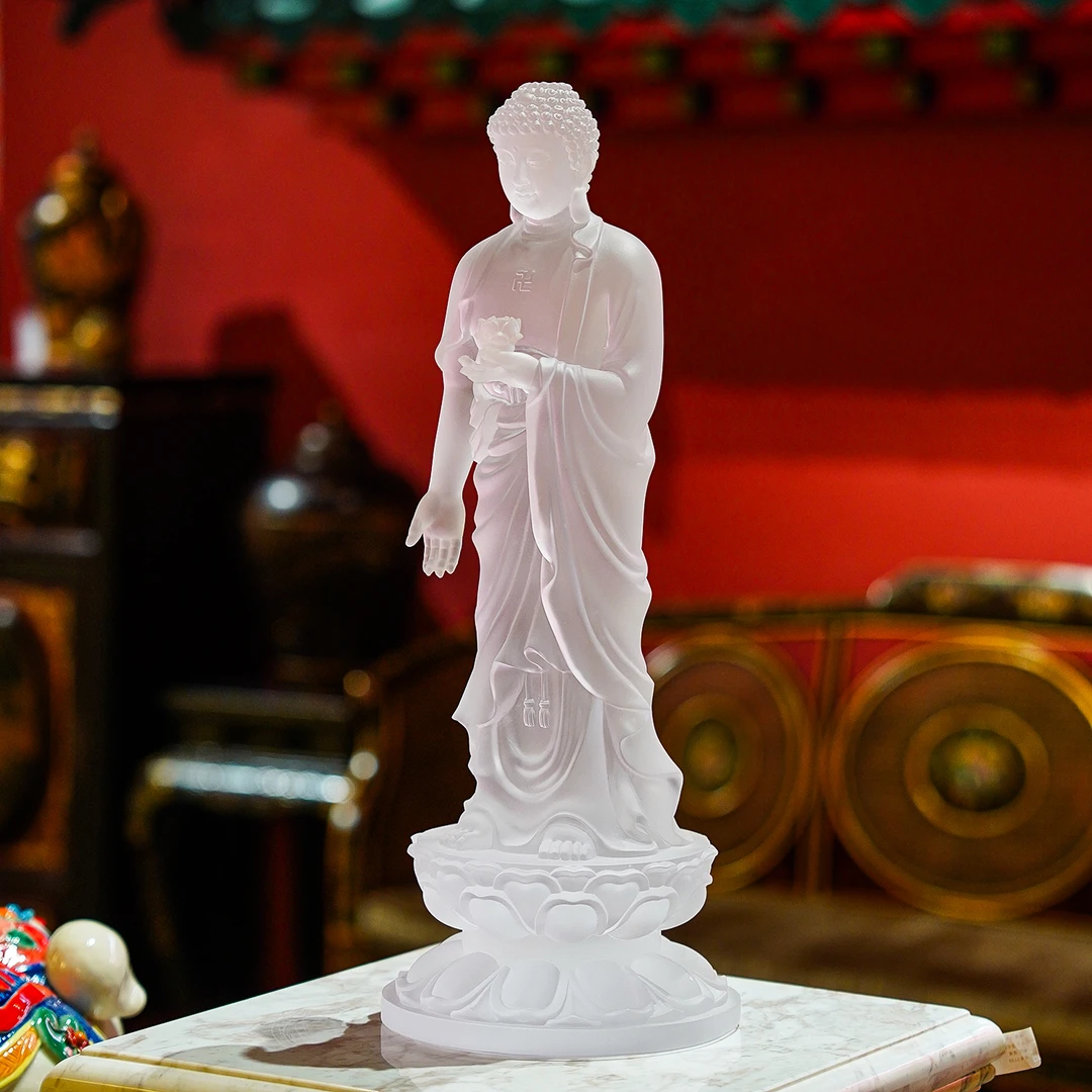 【本尼家】LL65非遗好物古法琉璃站立佛像中式家居客厅桌面玄关摆件