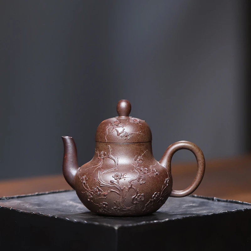大吉羊柴烧 宜兴紫砂壶泥绘茶壶 原矿本山绿泥暗香思婷90ml庄勤英