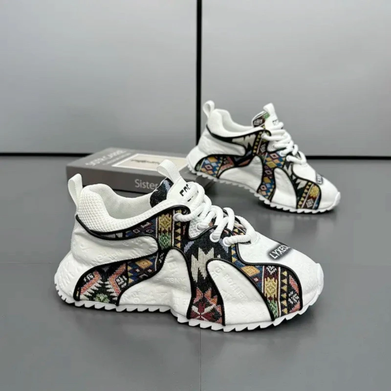 拼色复古老爹鞋男士潮流运动鞋时尚百搭透气复古休闲板鞋男增高鞋