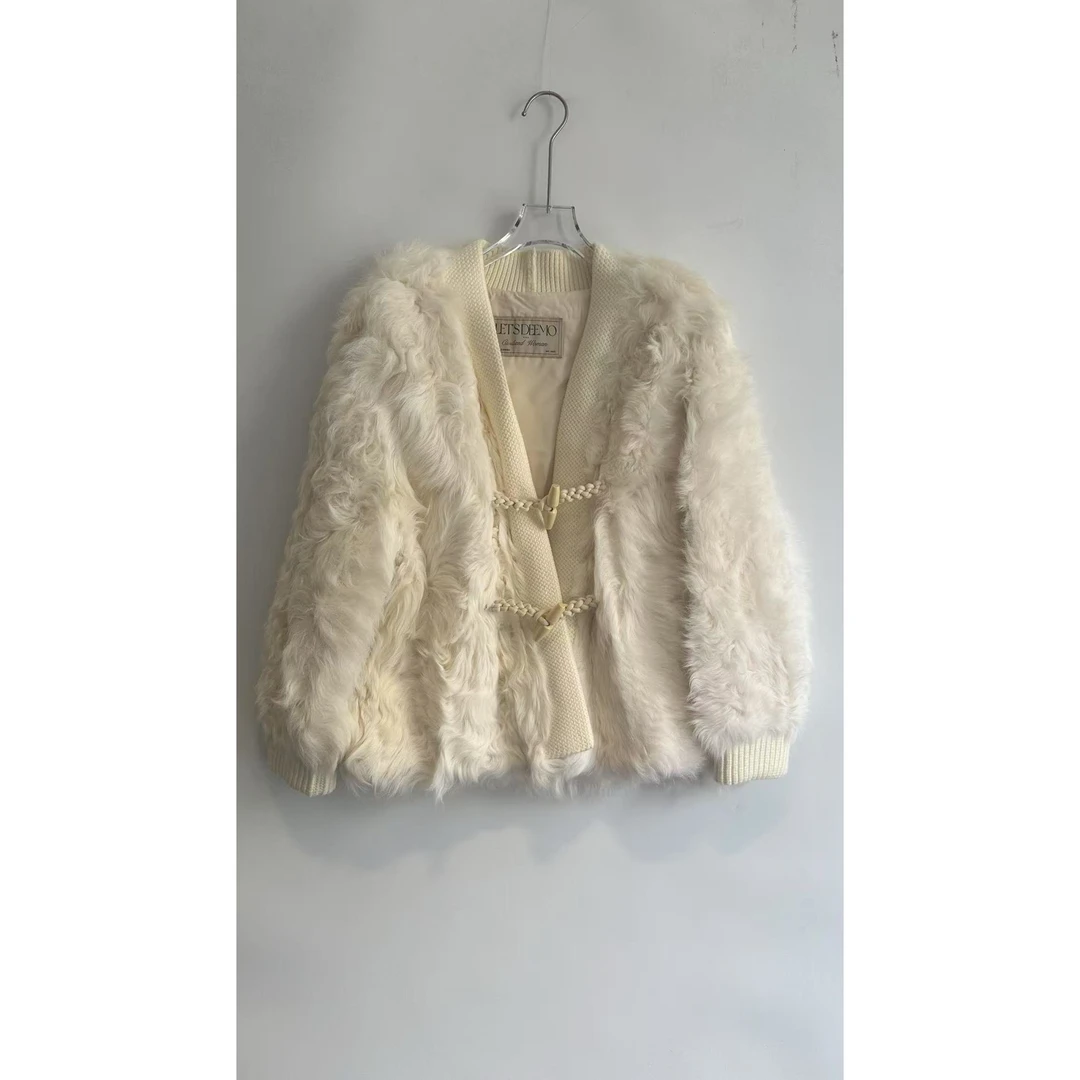 HERDERS  ins风原生态皮毛一体女短款百搭软糯皮草外套255719