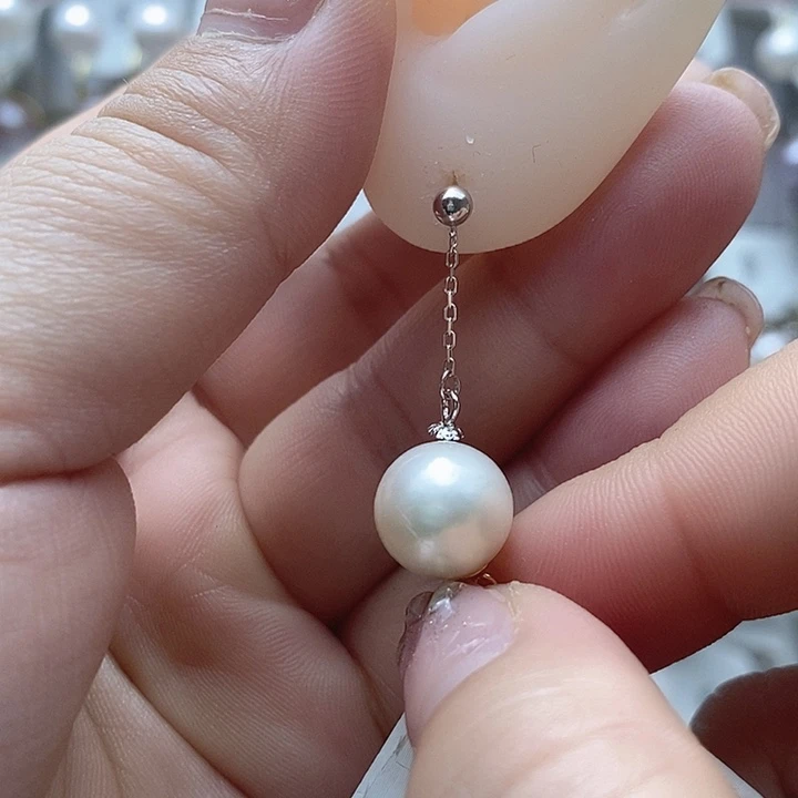 淡水珍珠耳饰银S925镶嵌