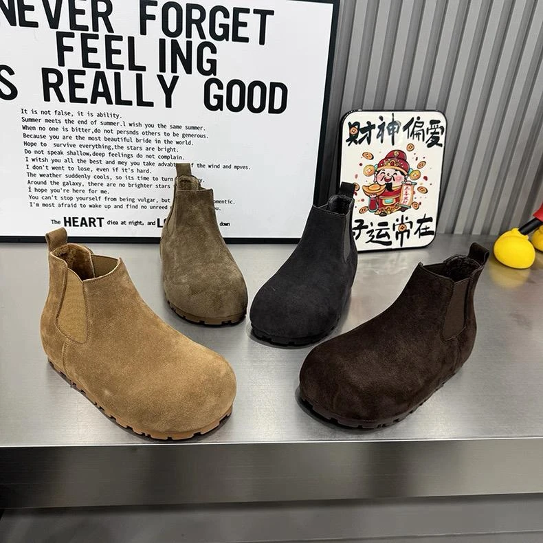 2025秋冬新款磨砂复古加绒大头马丁靴厚底鞋子女款爆款2025新款