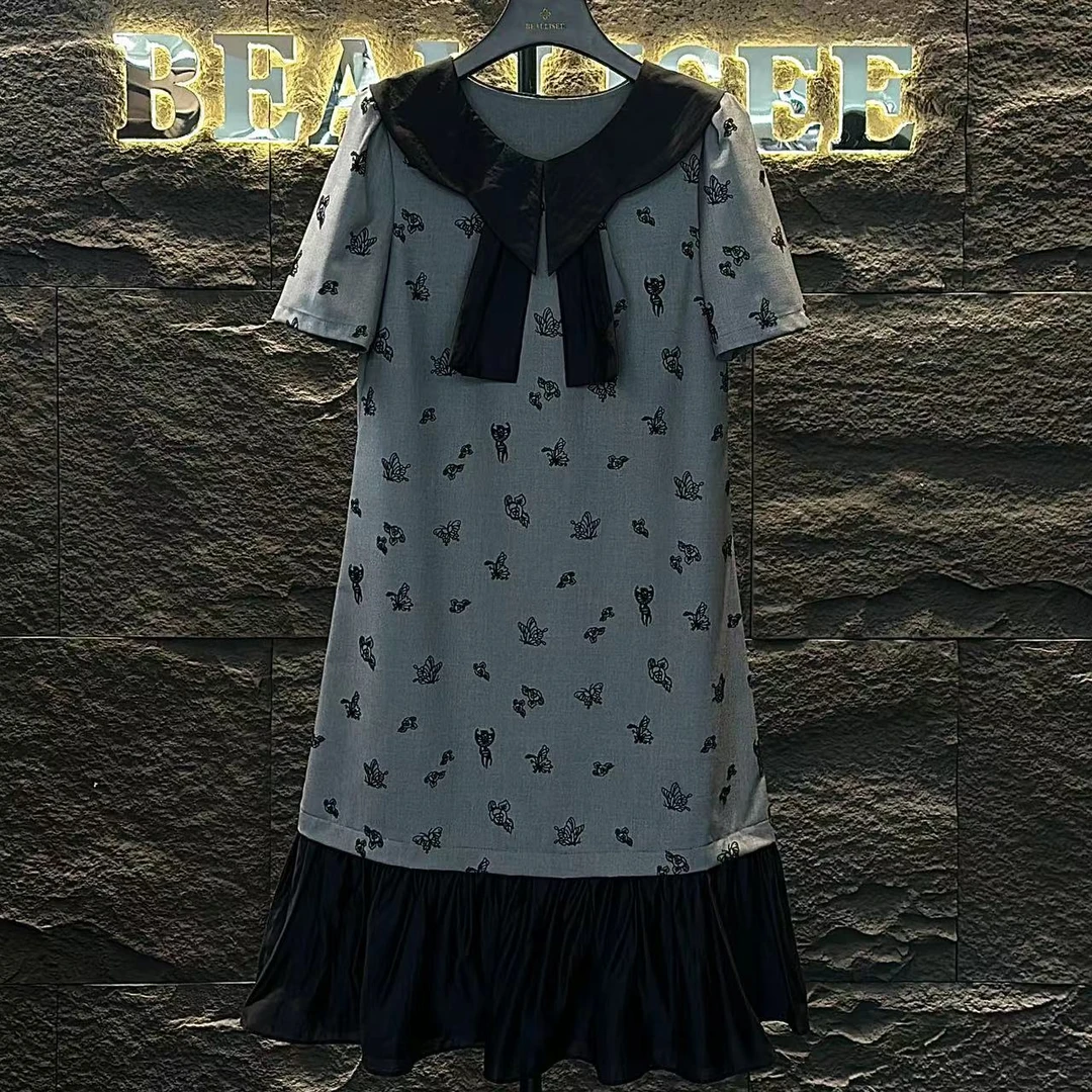 【vian专属】夏季新款法式小蝴蝶结宽松连衣裙连衣裙BLS-A196