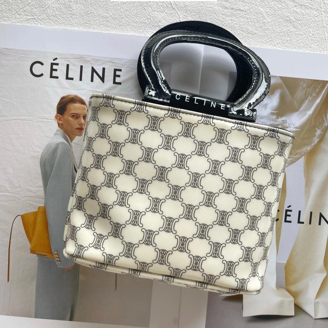 99新 Celine/思琳 【老于包展】225黑白老花小凯旋门手提包
