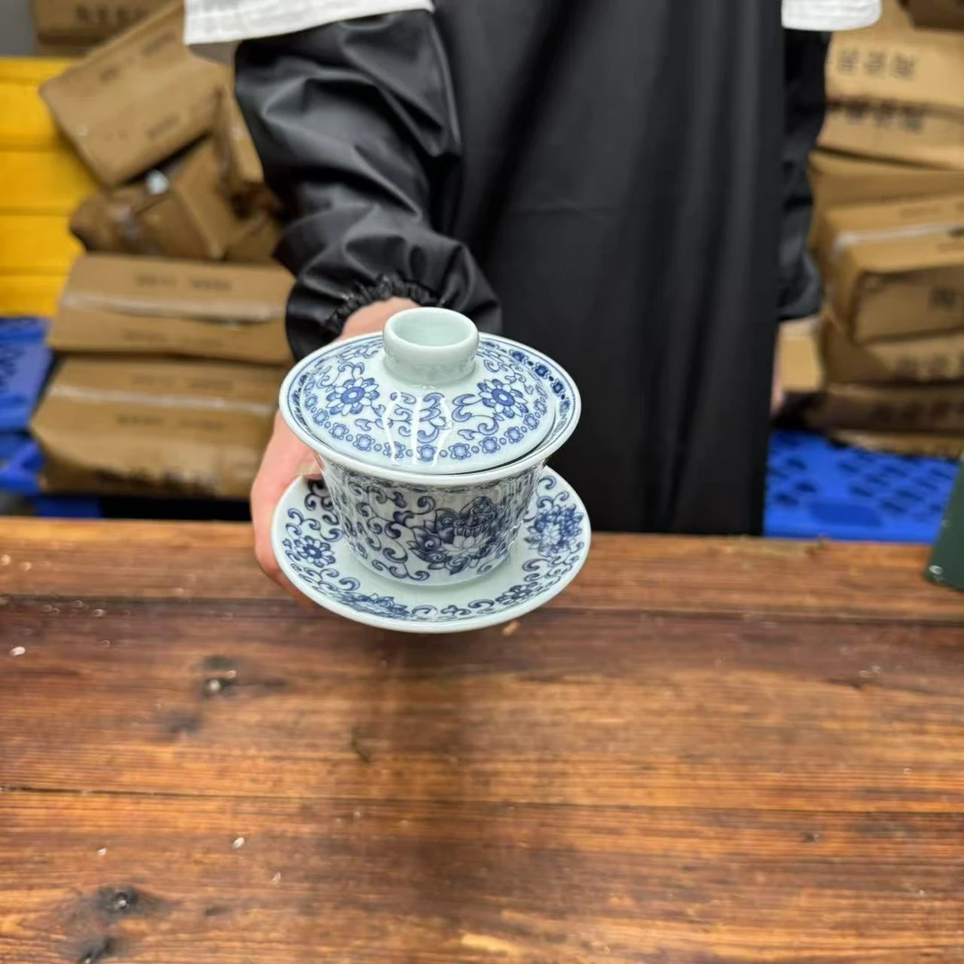 【闪购链接】青花缠枝莲悬停三才盖碗