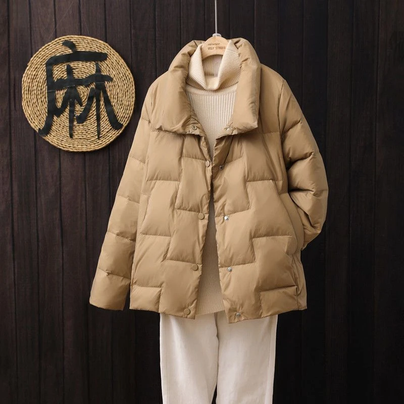 羽绒服大码宽松小个子面包服秋冬新款女士短款时尚潮流超轻薄外套