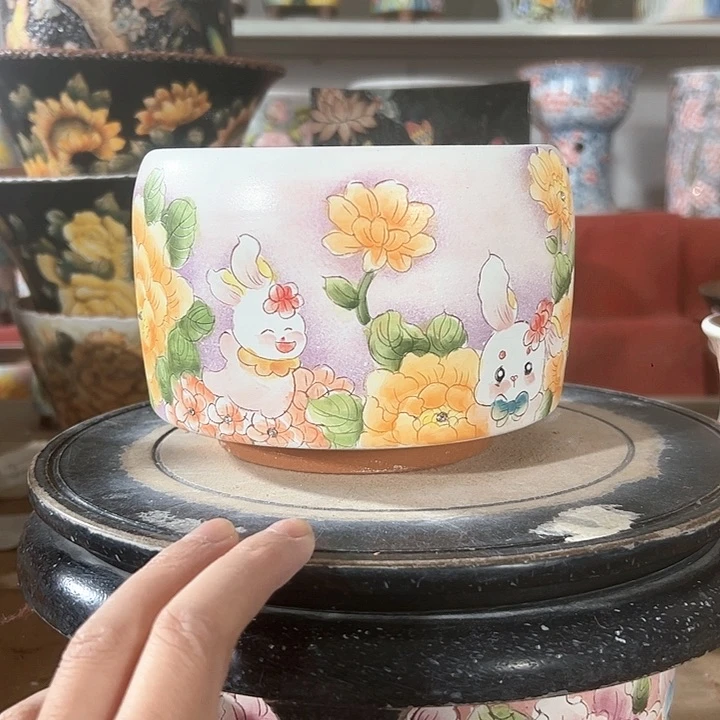 景德镇手绘花盆 满38包邮