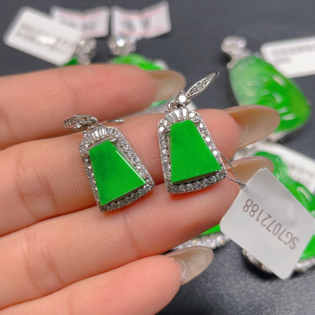 翡翠银S925镶嵌吊坠(不含链)