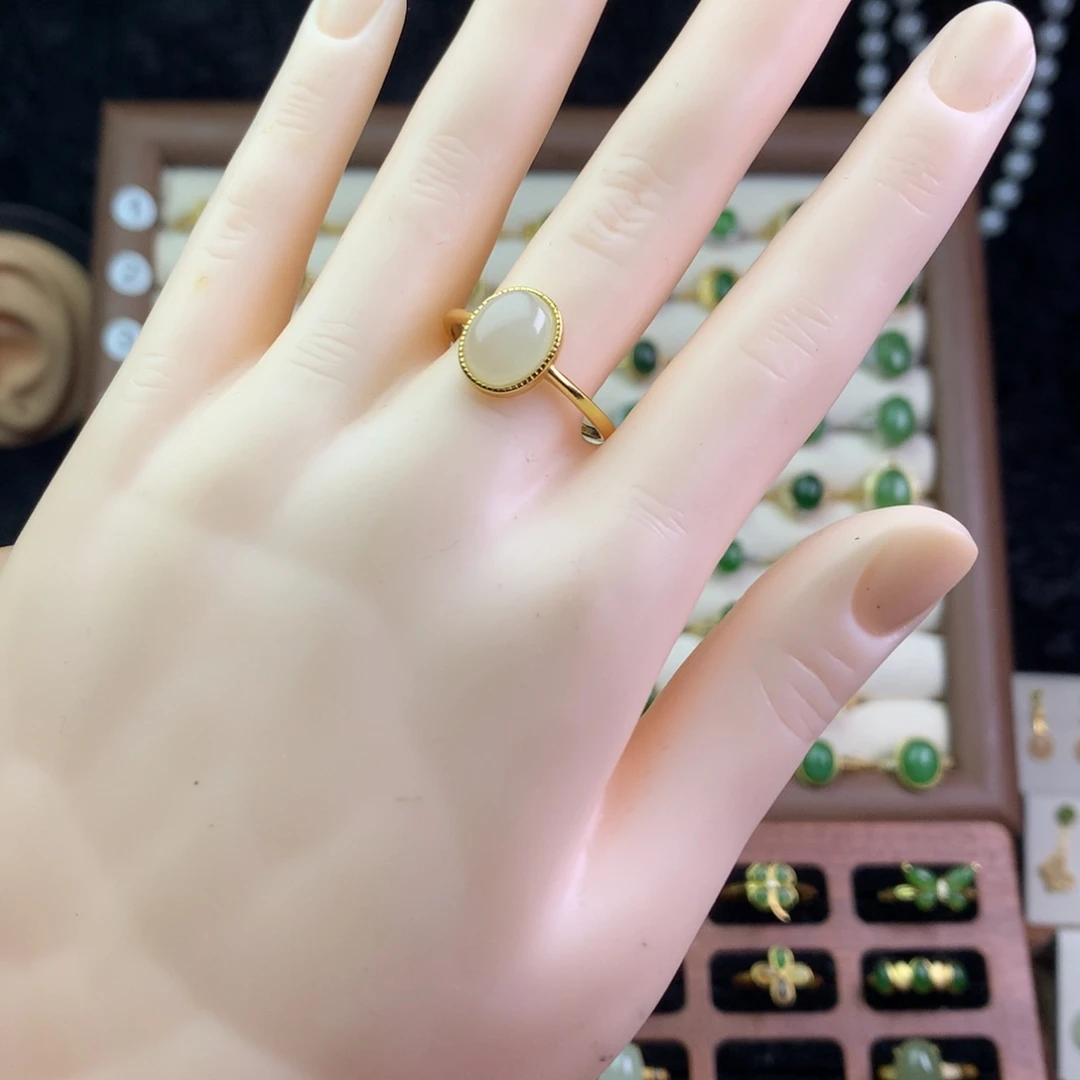 和田玉银S925镶嵌戒指