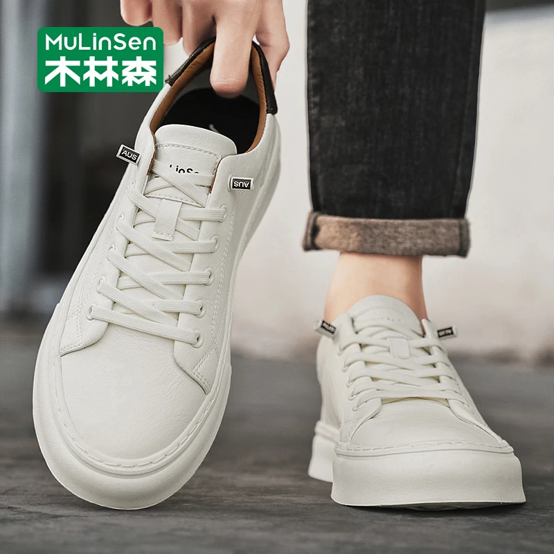 木林森男鞋工作小白鞋2025新款秋季男士休闲鞋软底板鞋透气运动鞋