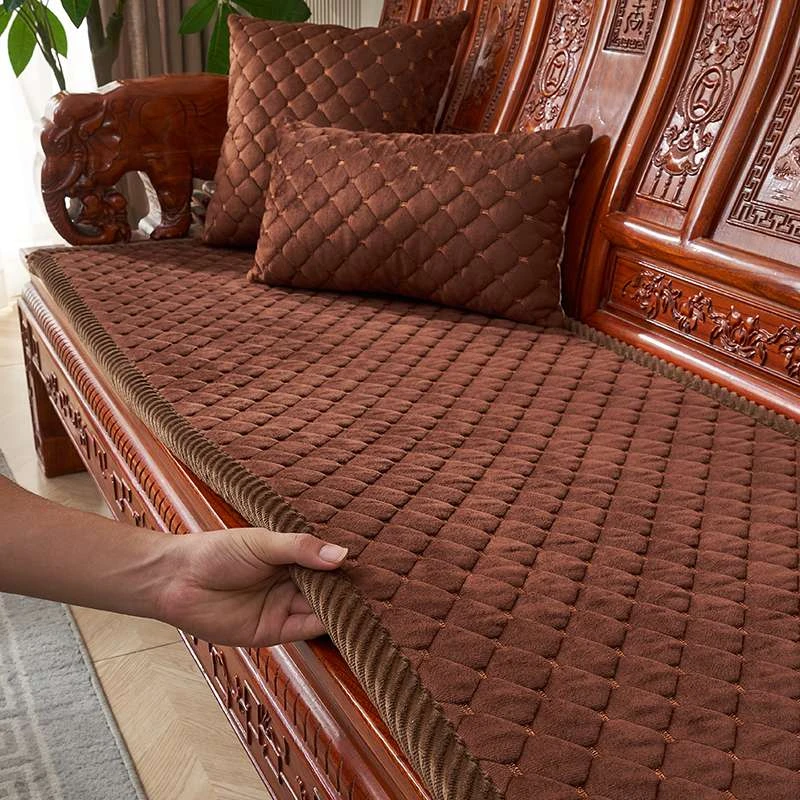 红木沙发垫加厚沙发垫冬季毛绒椅垫实木椅子座垫防滑实木沙发垫