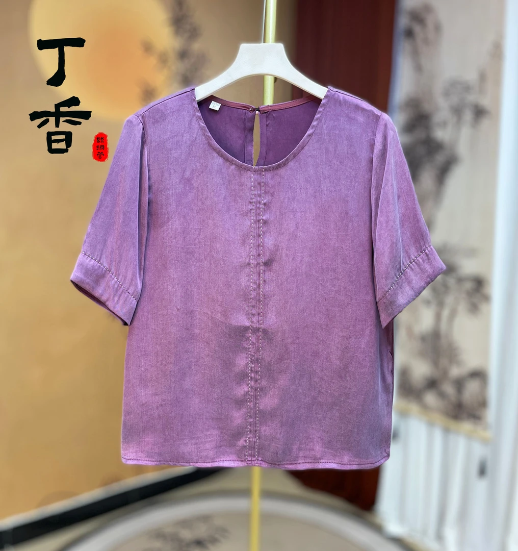 754高级重缎贵气专柜款圆领韩版年轻气质小衫女