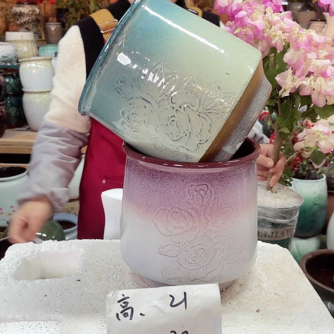 紫砂花盆高度21口径20