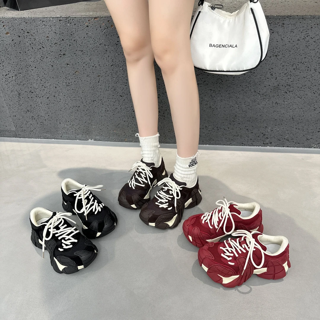 欧洲站个性八爪鱼老爹鞋女2025秋季新款真皮潮网面厚底休闲运动鞋