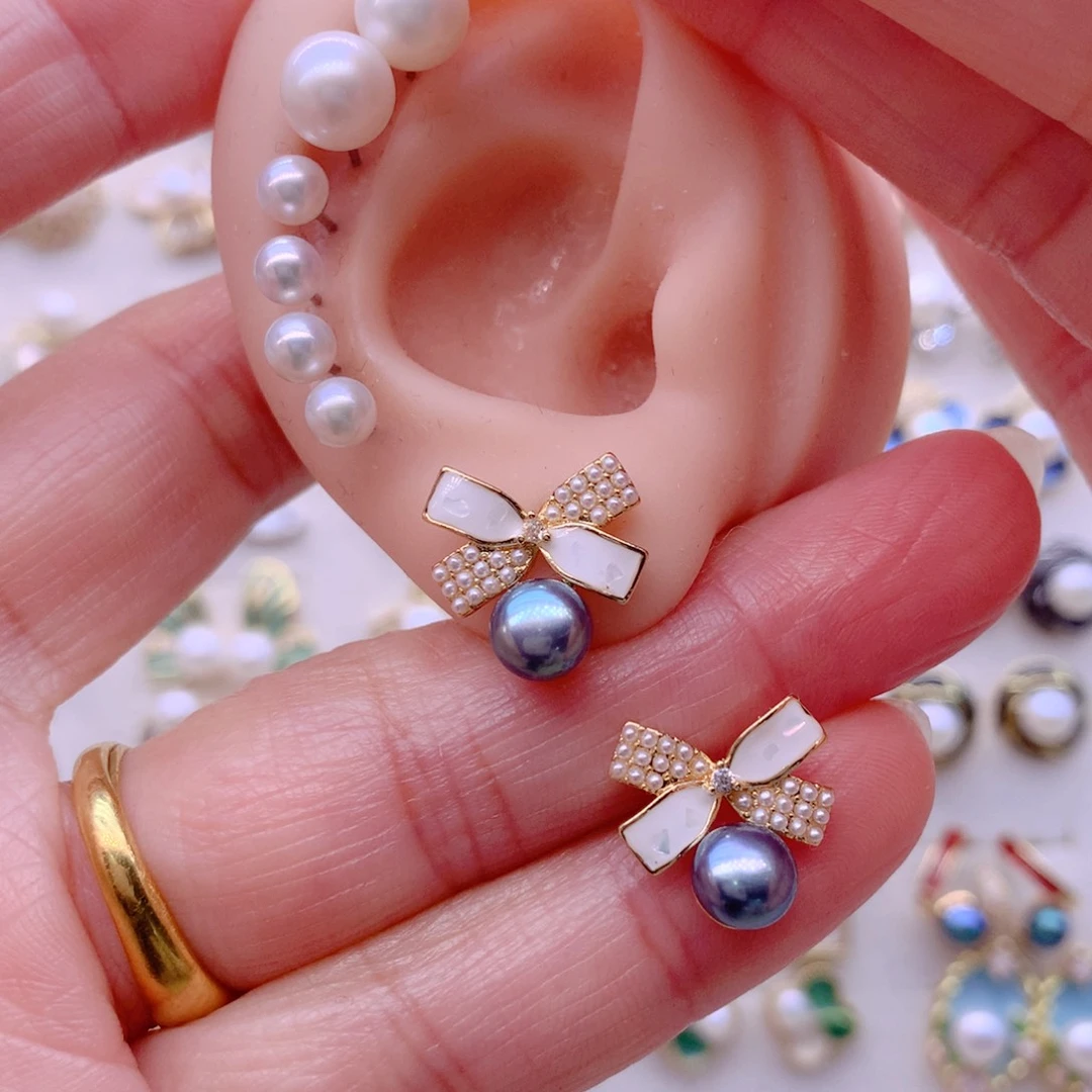 淡水珍珠合金耳饰