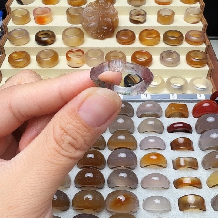 玛瑙/玉髓未镶嵌戒圈20圈福利