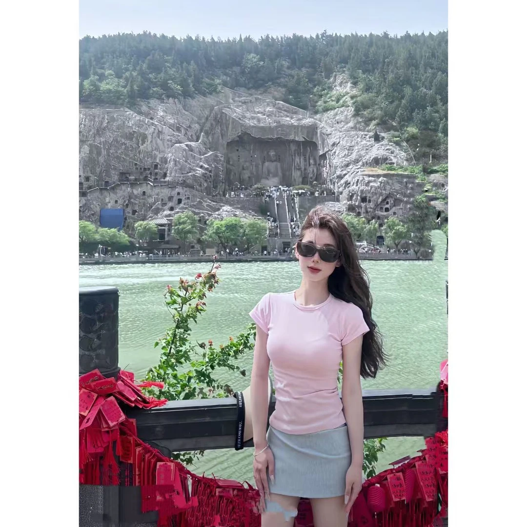 徐秋阳  芭乐粉T（小版型）春夏新款百搭时尚休闲短袖12912