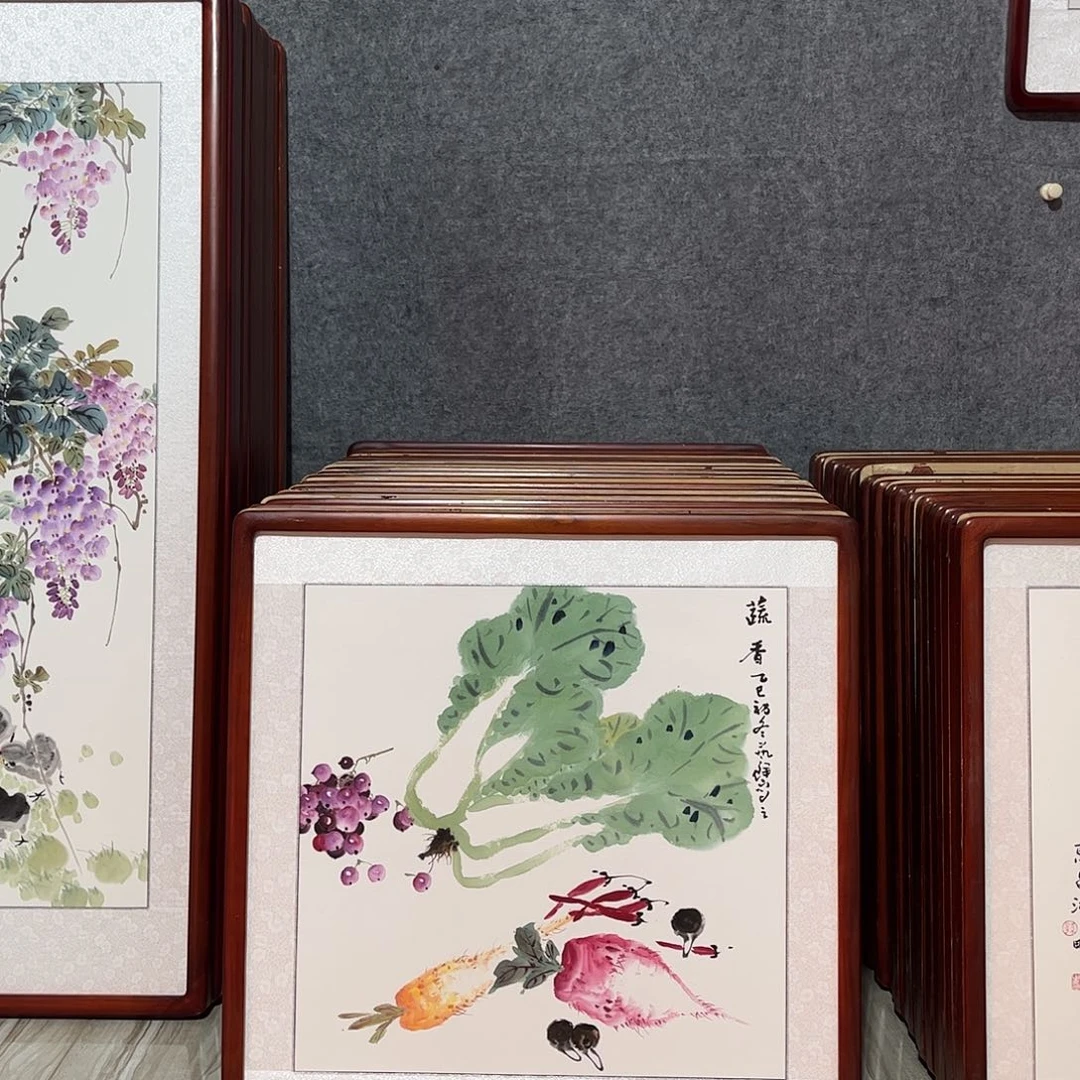 国画书画作品带框63×63