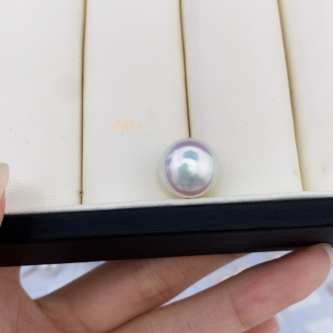 海水珍珠未镶嵌耳饰12mm宝石光澳白